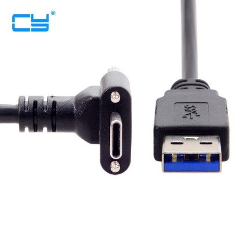 Down Up Angled USB 3.1 Type-C Dual Screw Locking to Standard USB3.0 Data Cable 90 Degree for Camera 120cm 300cm 500cm 1.2m 3m 5m ► Photo 1/6