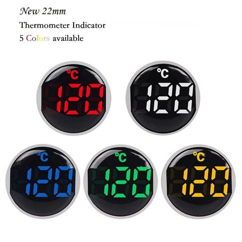 New 22mm AC 50-380V Thermometer Indicator Light LED Digital Display Temperature Measuring Induction Ranging -20℃-199℃ 1pcs ► Photo 1/6