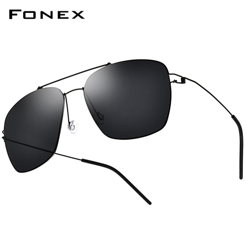 FONEX Polarized Sunglasses Men Ultralight 2022 Brand Design Mirror Alloy Oversize Square Sun Glasses for Men Screwless Eyewear ► Photo 1/6