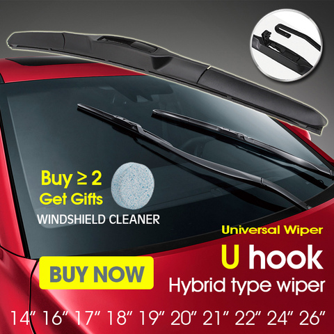 Car Wiper Blade Universal U Hook Rubber Auto LHD/RHD Windshield Wipers 14