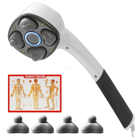 Electric Handheld Massager Four Head Machine Full Body Neck Vertebra Back Muscle Relax Vibrating Deep Tissue Massage Health Care ► Photo 1/6