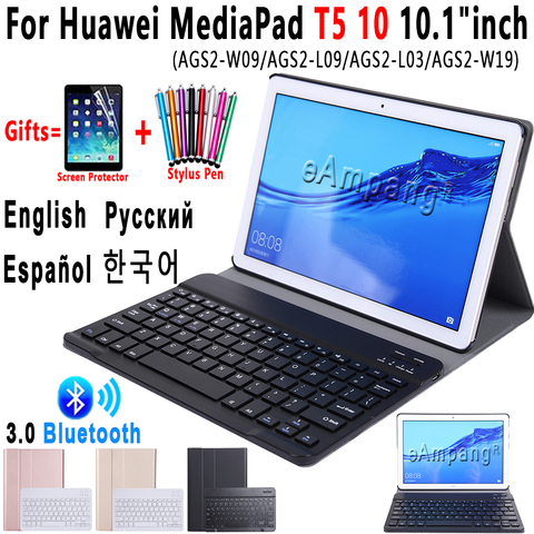 Huawei Mediapad T5 10 10.1  Custodia Tablet Stand Cover E Tastiera  Bluetooth