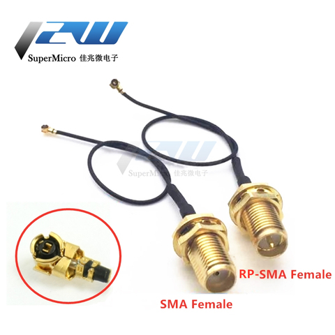 2-piece SMA / RP-SMA female to MHF4 IPEX IPX RF plug Pigtail cable for Mini 0.81mm PCI card intel WIFI Board 10cm 15cm 20cm 30cm ► Photo 1/6