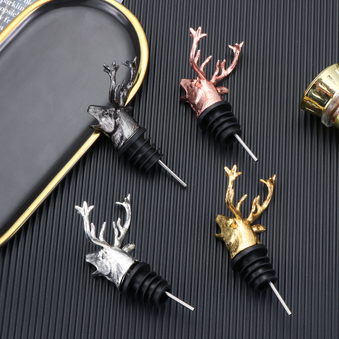 Zinc Alloy Deer Elk Lion Bull Head Wine Stopper Drinks Bar Tools Night Club Bar Accessories Christmas Wedding Party Wine Aerator ► Photo 1/1