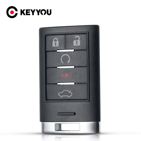 KEYYOU Replacement 5 Buttons Smart Remote Key Shell For Cadillac CTS XTS DTS SRX 2013-2014 ATS Escalade GMC Keyless Entry Key ► Photo 1/6