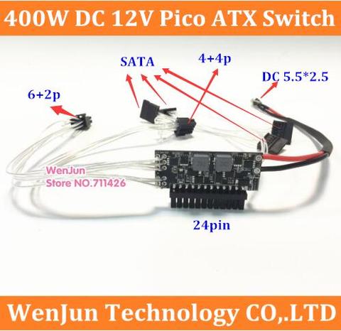 DC 12V 400W Pico ATX Switch Mining PSU 24pin MINI ITX DC to Car ATX PC Power Supply For Computer support  CPU 8pin PCI-E 6+2pin ► Photo 1/6