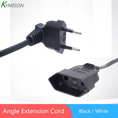 Europea 90 Degree Male Plug To Female Socket Power Extension Cable For PC Computer PDU 0.3m/0.6m/1.8m EU 2Prong Bend Angled Cord ► Photo 1/6
