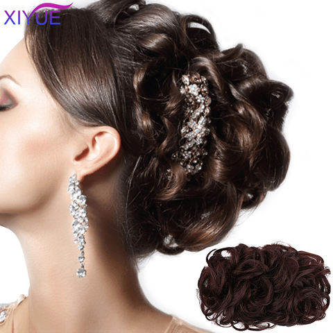 XIYUE Newest Hot Fashion Short Curly Messy Bun Hair Piece Scrunchie Rubber Band Cover Clip In Hair Extensions hair clips Chignon ► Photo 1/6