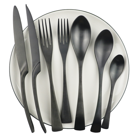 Black High Quality Flatware Set Restaurant Dinnerware Set Matte Knife Fork Spoon Tea Set Stainless Steel Kitchen Tableware Set ► Photo 1/6