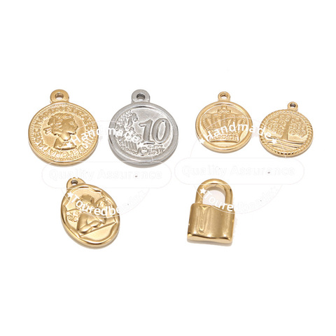 5pcs Stainless Steel Gold Lock  Medal Charms Queen Angel Crown Life Tree Pendants For Diy Necklace Jewelry Makings Accessories ► Photo 1/6