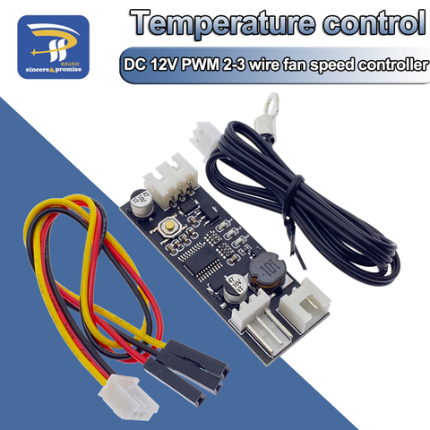 Single 12V 0.8A DC PWM 2-3 Wire Fan Temperature Control Speed Controller Chassis Computer Noise Reduction Module NTC B 50K 3950 ► Photo 1/6