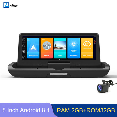 8 inch 4G ADAS Dash Cam Dashboard Android 8.1 GPS Navigator FHD 1080P Video Recorder remote monitor dual lens Rear camera ► Photo 1/6