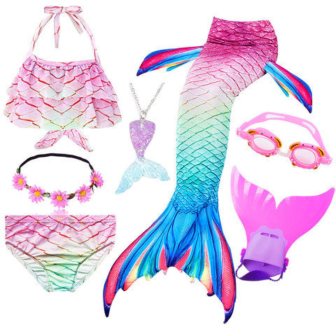 New Children the Little Mermaid Tail with Garland can Add Monofin Mermaid Swimsuit Bikini Bathing Suit Costume Swimmable ► Photo 1/6