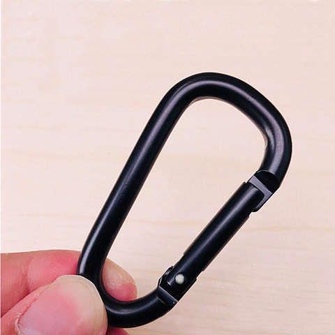 2022 New Hot Practical 10 Pcs Black D Shaped Aluminum Alloy Carabiner Hook Keychain Climbing Equipment Karabiner Mosqueton ► Photo 1/6