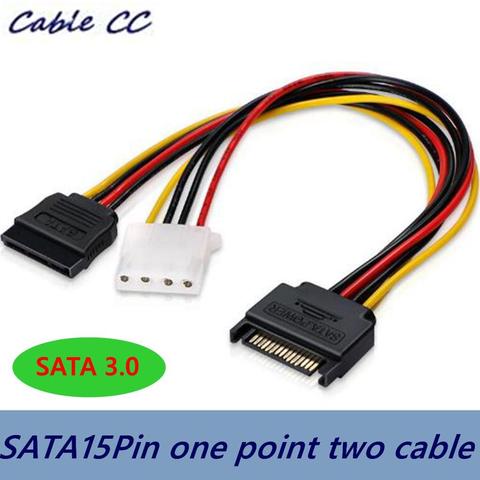 15Pin male to 15Pin IDE Molex female + 4Pin SATA female cable power cord SATA3.0 serial hard disk data cable best price ► Photo 1/2