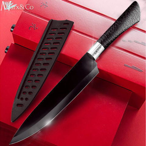 Kitchen Knife 3.5'' 5'' 7'' 8'' Chef 7CR17 440C Non Stick Black Stainless Steel Bread Slicer Utility Santoku knives 1-6 pcs Set ► Photo 1/6