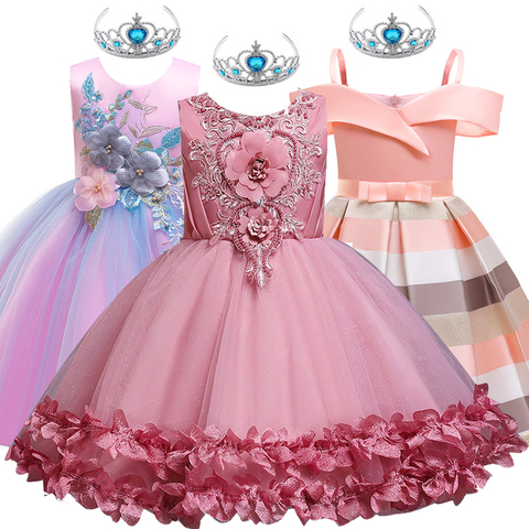 Elegant Children Princess Dress Kids Dresses For Girls Birthday Evening Party Dress Flower Girls Wedding Dress 4 6 8 10 12 Years ► Photo 1/6
