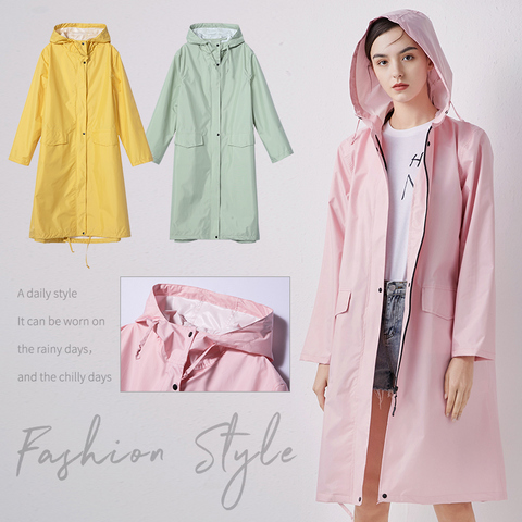 Women New Stylish Long Raincoat Waterproof Rain Jacket  with Hood ► Photo 1/5