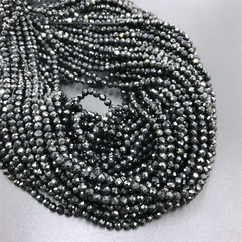 Natural Bright Quality Natural Black Spinels Faceted Loose Round Beads DIY Accessories for Jewelry Necklace Bracelet Making ► Photo 1/4