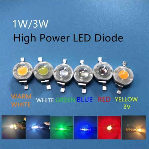 10pcs 1W 3W High Power LED lamp Bulb Diodes SMD 110-120LM LEDs Chip For 3W - 18W Spot light Downlight warm cold white green blue ► Photo 1/6