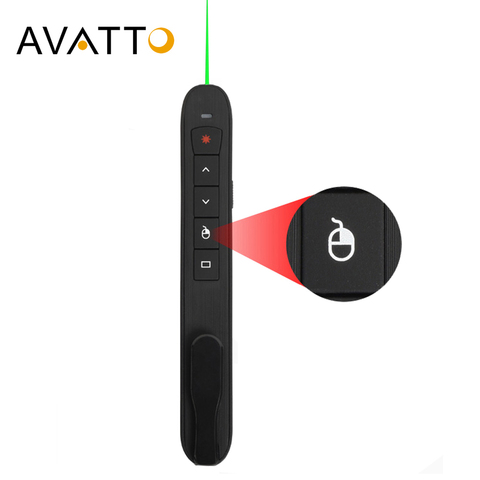AVATTO Rechargable 2.4G Wireless laser presentation Pointer with Air Mouse, PowerPoint Presenter Remote Control PPT Clicker Pen ► Photo 1/6