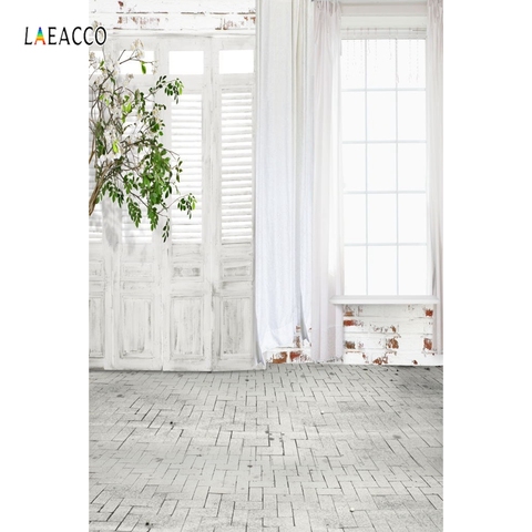 Laeacco White House Wood Door Window Curtain Tree Photography Backgrounds Baby Portrait Photo Backdrops Child Birthday Photocall ► Photo 1/6