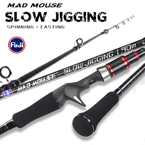 MADMOUSE slow jigging rod Japan fuji parts 1.9M 12kgs lure weight 60-150g pe0.8-2.5 boat rod spinning/casting Ocean Fishing Rod ► Photo 1/6