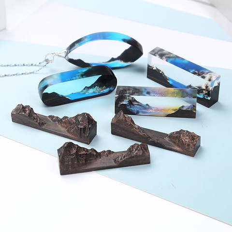 Handmade DIY Crystal Epoxy Resin Molds Mountain Peaks Landscape Wood Bracelet Pendant ► Photo 1/6