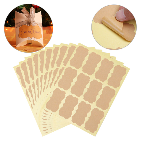 New 60pcs Creative DIY Blank Kraft Labels Sticker Self-Adhesive Flower Paper Sticky Packaging Seals Gift Candy Tags Design ► Photo 1/6