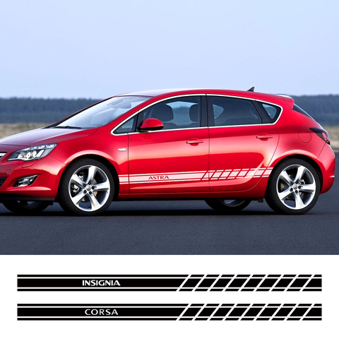 2PCS Car Styling Door Side Skirt Stripes Sticker For Opel OPC Astra J H G K  Insignia Corsa D B E Mokka Vectra B Auto Accessories - Price history &  Review