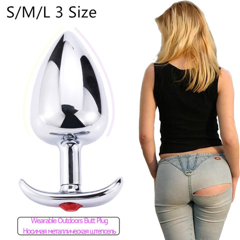 Metal Anal Plug with Corlor Jeweled 3 Style S/M/L Steel Butt Plug for Women Men Sex Anal Toys Wearing Outdoor All Day Beginner ► Photo 1/6