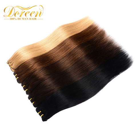 Doreen Full Head Brazilian Machine Made Remy Hair 120G T8/60 Ombre Blonde Natural Straight Clip In Human Hair Extensions ► Photo 1/6