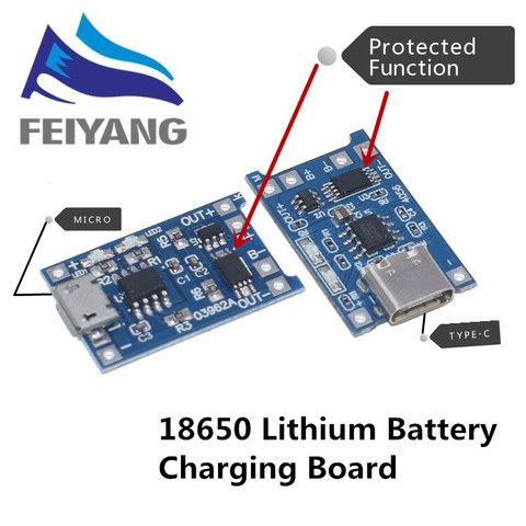 10pcs Micro USB 5V 1A 18650 TP4056 Lithium Battery Charger Module Charging Board With Protection Dual Functions 1A Li-ion ► Photo 1/4