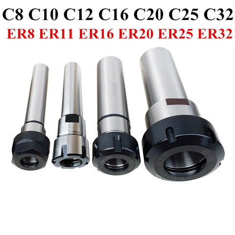 C8 C10 C12 C16 C20 C25 C32 ER8 ER11 ER16 ER20 ER25 ER32 60L 100L 150L Collet Chuck Holder CNC Milling Lengthen Tool carrier ► Photo 1/6