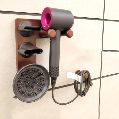 Wall Mounted Hair Dryer Holder Solid Wood Hair Dryer Bracket for Dyson Free Punch Bathroom Accessories Rack ► Photo 1/6