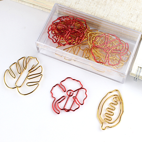 Four Leaf Grass shaped Paper Clips Bright Christmas Red PaperClip Office Table Accessories Pink Clips Paper Clipper Cute Clip ► Photo 1/5