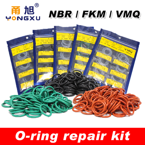 Rubber O-ring repair-Kit-Set Sealing-Ring FKM NBR VMQ rubber gasket thickness 1/1.5/1.9/2.4/3.1mm Wear-resistant oil-resistant ► Photo 1/6