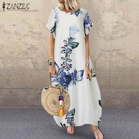 ZANZEA Summer Maxi Dress Fashion Women's Printed Sundress Casual Floral Long Vestidos Female High Waist Baggy Robe Plus Size ► Photo 1/6