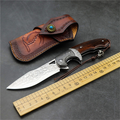 VG 10 Damascus steel folding knife outdoor camping hunting high hardness sharp EDC tactical self-defense folding knife ► Photo 1/6