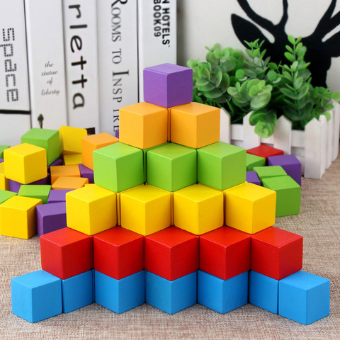 50PCS 2CM Wooden Cubes Building Block Toys For Children Montessori Color Shape Cognize Learning Educational Toys Baby Block Gift ► Photo 1/6