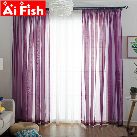 Champagne Sheer Window Curtains for Living Room Modern Colorful Solid Tulle White Voile For Wedding decoration materials #4 ► Photo 1/6