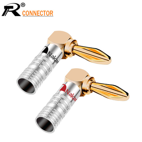 2PCS/1Pair Right Angle Nakamichi Banana Connector 4mm Banana Plugs Double screws locking, no soldering, 90 Degree Angel ► Photo 1/6