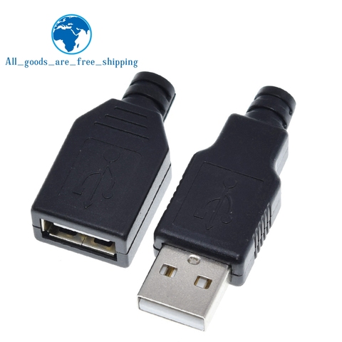 5Set Type A Male USB 4 Pin Plug Socket Connector +Type A Female USB 4 Pin Plug Socket Connector With Black Plastic Cover For DIY ► Photo 1/1