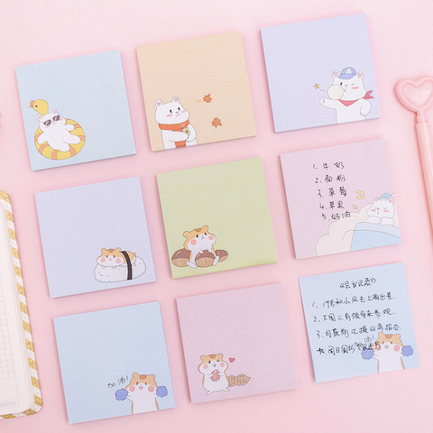 Four Seasons White Bear Hamster Memo Pad N Times Sticky Notes Escolar Papelaria School Supply Bookmark Label ► Photo 1/5