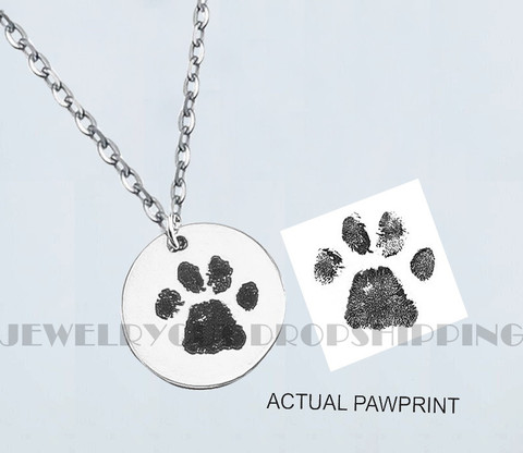 Customized Pet Paw Print Necklace,Personalized Pet Jewelry,Engraved Memorial Loss,Pet Lover  Adoption,Dog Cat Print Jewelry ► Photo 1/6