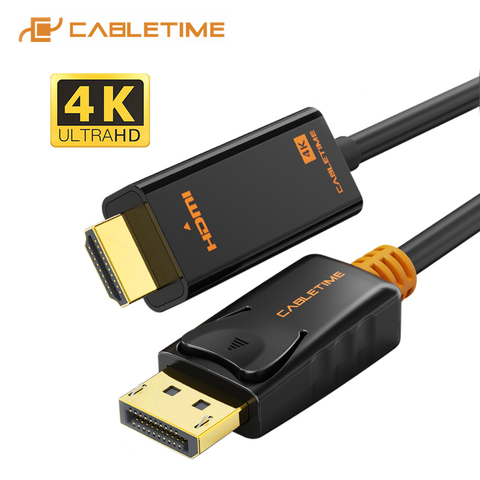 CABLETIME DisplayPort To HDMI Cable 4K 60hz 1080P DP To HDMI M/M Converter DP1.2 for TV Projector Laptop Display DP Adapter C072 ► Photo 1/6