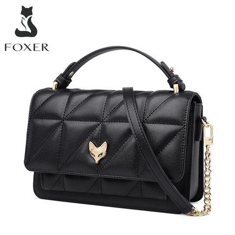 FOXER Original Split Leather Office Women Messenger Bag Stylish Lady Purse Irregular Classical Flap Elegant Female Shoulder Bag ► Photo 1/6