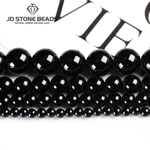 Natrual Round Stone Beads Genuine Black Tourmaline Stone 4/6/8/10/12mm Faceted Gemstone For Jewelry Making Bracelet Necklace ► Photo 1/6