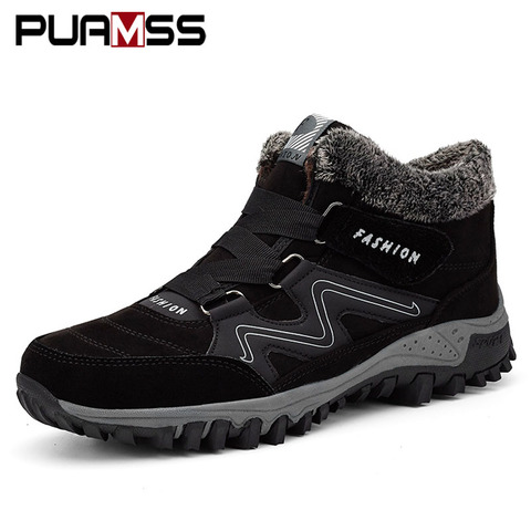 Men Boots High Quality Winter Fur Warm Ankle Snow Boots Men Winter Rubber Work Boots Men Sneakers ► Photo 1/6