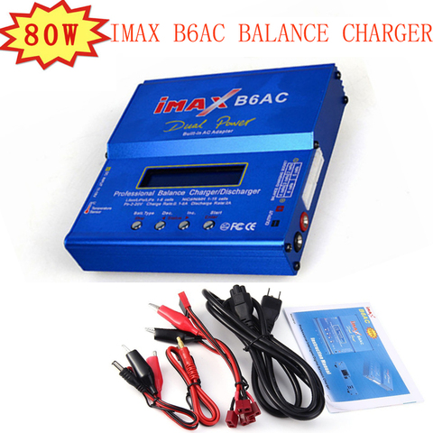 iMax B6AC balance charger 80W for Li-Po/Li-Fe/Ni-MH/Ni-Cd/Pb Built-in power adapter Model battery charger US/EU plug optional ► Photo 1/5